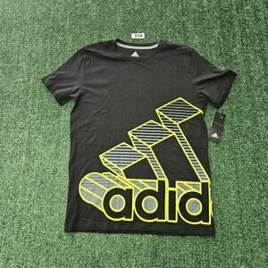Adidas Boys 14/16 T shirt Black/Yellow NWT